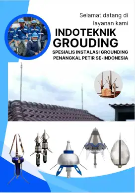 Teknisi pasang penangkal petir dan grounding mesin Cilodong