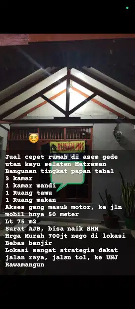 Rumah dijual di asem gede utan kayu selatan Matraman