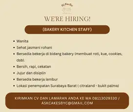LOKER bakery kitchen staff surabaya barat