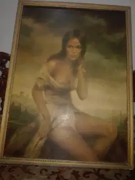 Lukisan Kuno Eropa Gadis Sante.