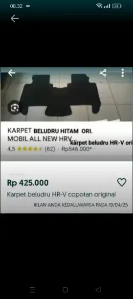 Karpet beludru original HR-V 2023