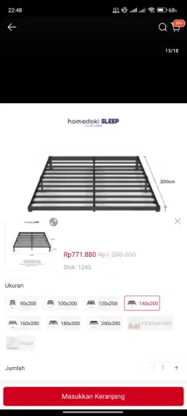 Dipan homedoki UK 140x200 Jual cepat