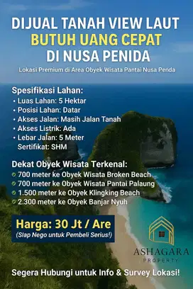 Dijual Tanah View Laut Nusa Penida Harga Miring