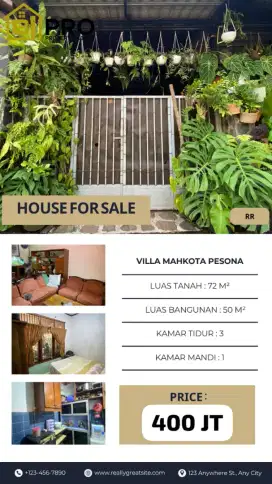 Rumah Dijual Lokasi Villa Mahkota Pesona Bojong Kulur Bogor