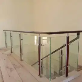 TIANG RAILING TANGGA BALKON HAND RAILING PVC TIANG RELING KACA