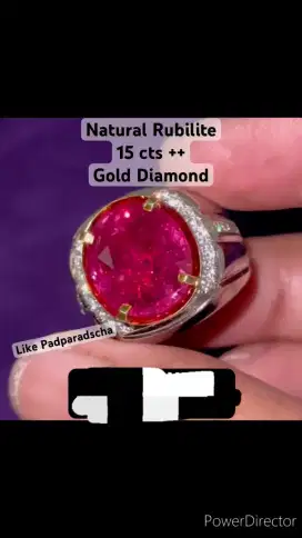 Permata Rubellite Tourmaline Ring Emas Berlian