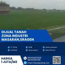 Super Strategis! Lahan Industri 10 Hektar di Masaran – Harga Langka,