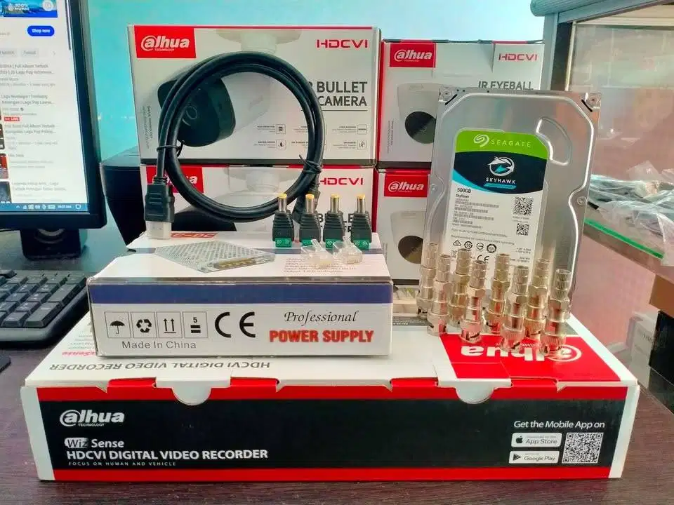 PAKET CCTV 4 CAMERA DAHUA 2MP KOMPLIT