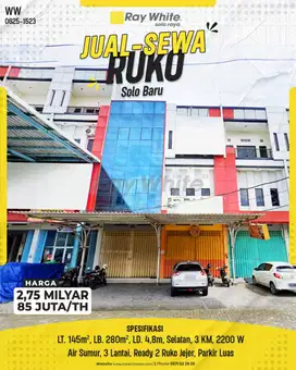 Dijual Atau Disewakan Ruko 4 Lantai Modern Di Solo Baru, Sebelah HTC