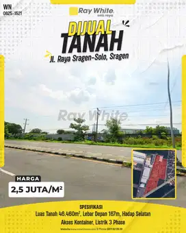 Tanah Industri Strategis di Pinggir Jalan Raya Sragen-Solo