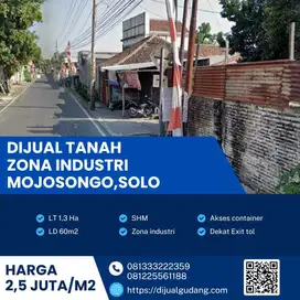 Dijual Cepat! Tanah Industri Mojosongo 1,3 Ha – Akses Truk, SHM,