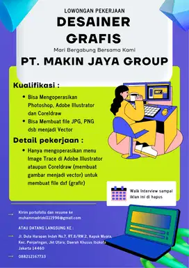 LOWONGAN DESAINER GRAFIS