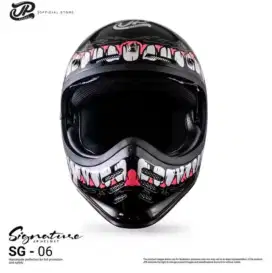 Helm jp signature motor cross, crf, dan motor balap, full face ory