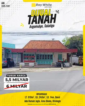Dijual Tanah Bonus Bangunan di Jl Utama Salatiga Argomulyo, Salatiga