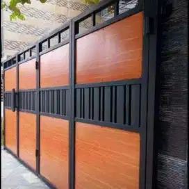 Pagar motif grc serat kayu minimalis