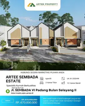 Eksklusif Hanya 3Unit Rumah Baru Cluster Hunian Lokasi Pd.Bulan bs KPR