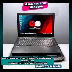 Asus Rog Strix GL503VD Core i7 7700HQ Gen7 Ram16GB Ssd256GB+ Hdd 1TB