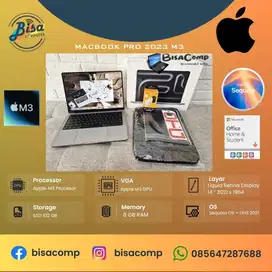 Macbook Pro 2023 M3 ssd 512gb ram 8gb Fullset GRS ON