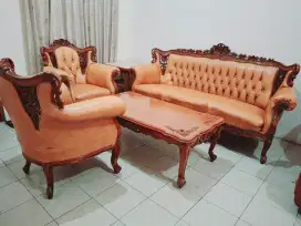 Kursi Tamu Jati Set Sofa Bangku Meja Ruang Kayu Ukir Antik Klasik 311