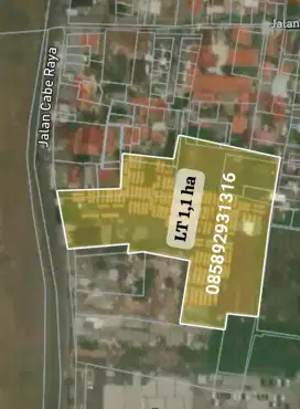 DISEWAKAN TANAH 1 HEKTAR PONDOK CABE RAYA, PAMULANG, TANGERANG SELATAN