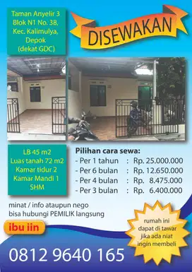 RUMAH DISEWAKAN
