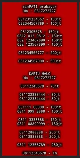 NOMOR CANTIK KOLEKSI SIMPATI n KARTU HALO