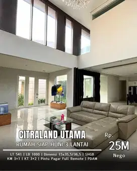 Rumah Citraland 3 Lantai Siap Huni