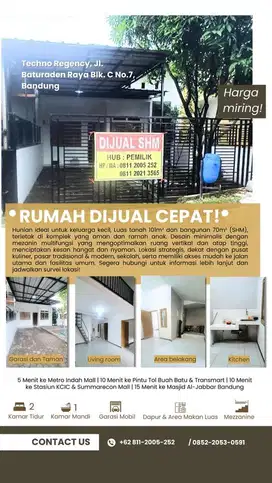 TURUN HARGA! JUAL CEPAT RUMAH SIAP HUNI Baturaden Tecno Regency