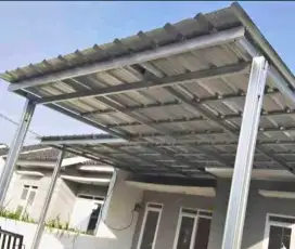 Kanopi baja ringan galvalum pasir polos terpasang