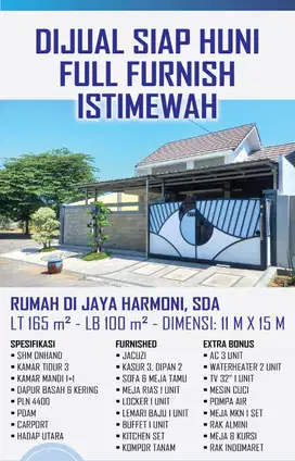 Dijual Rumah Jaya Harmoni Sidoarjo Siap Huni Furnish! Tinggal Masuk!