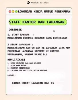 LOKER UNTUK PUTRI BS KOMPUTER & MOTOR