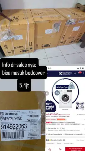 Barang BARU Mesin Cuci Front Loading Electrolux (kapasitas 8 kg)
