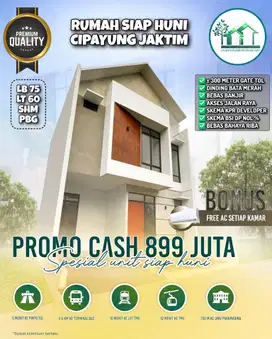 Jual Rumah Siap Huni Dekat Gate Tol Setu Cipayung Jaktim KPR Non Riba
