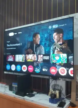 hasil pasang tv 75inch gantung dibackrod tembok pake bracket kuat aman