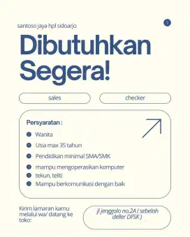 Dibutuhkan segera