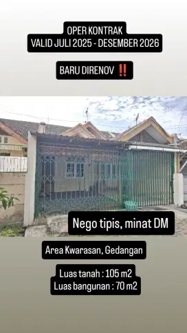 Rumah Dikontrakkan Area Solo Baru dekat The Park, Pakuwon, Fave Hotel