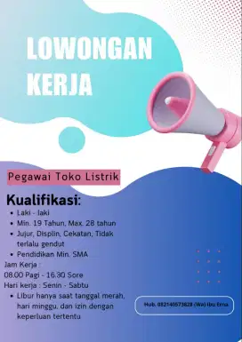 Di Cari Pegawai Toko