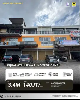 Dijual Atau Sewa Ruko Gandeng Tropicana Residence