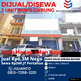 Dijual CEPAT 2 Unit Ruko Gabung Hdp Jln Raya di Palm Spring Batam