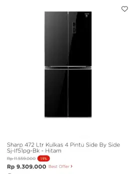 KULKAS SHARP 4 PINTU SBS SJ-IF51PG-BK 472LTR