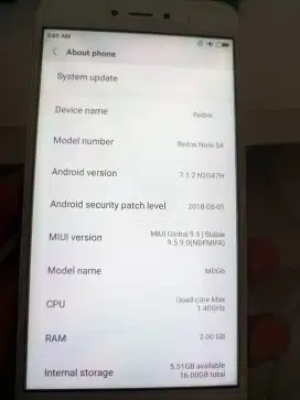 Xiaomi Redmi 5A Putih Kondisi terbaik