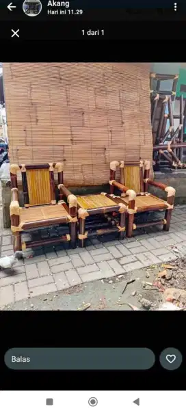Kursi teras bambu hitam / putih