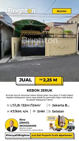 Rumah butuh renov jalan haji soleh Kebon Jeruk Jakarta Barat