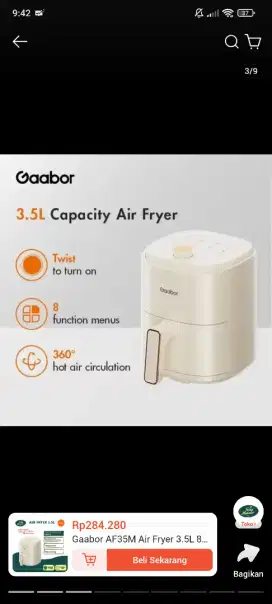 Gaabor - Oven Listrik Air Fryer Baru Original