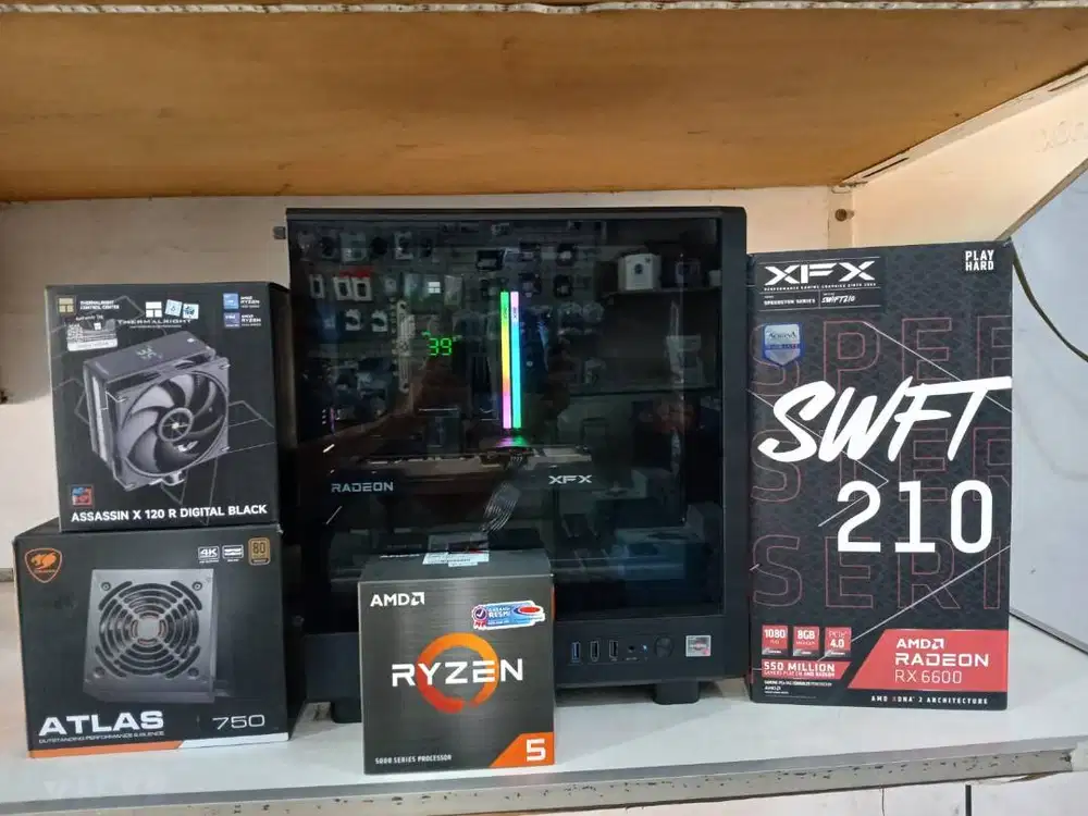 PC RAKITAN/PC GAMING + MONITOR AMD R5 VGA RX6600 RAM 32GB