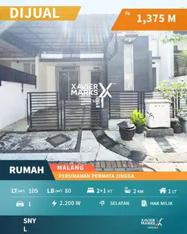 d068 Rumah Minimalis di Perumahan Elit Permata Jingga Malang
