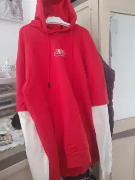 Jaket hood serut saku depan 2 layer cotton polo shirt