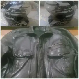 Helm NHK & Jaket kulit asli