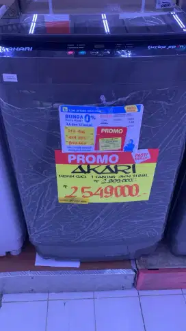 Mesin cuci Akari 1 Tabung AWM 11 B9L Bisa cicilan cukup KTP aja