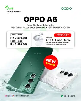 Oppo A5 HP ANTI air anti banting dapat hadiah tws enco 2 pro
